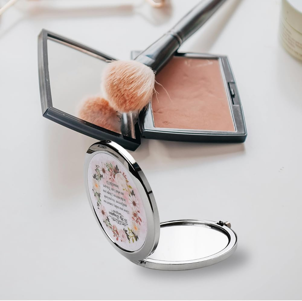To My Daughter Gifts for Christmas Birthday Compact Mirror for Daughter Inspirational Gifts from Parents I Love My Daughter Gift from Mom Dad Small Floral Print Pocket Mirror Beauty Stuff image number 5