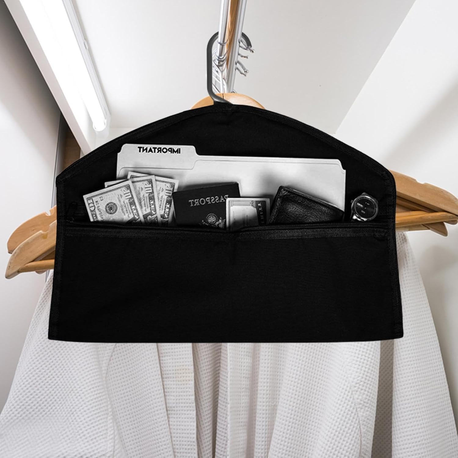 Hanger Fireproof Safe - Scret Document Holder| Secrtt Pocket to Valuables | Waterproof Hidden Pocket Saf-E | Hanger Secrt Compartment for Home or Travel image number 2