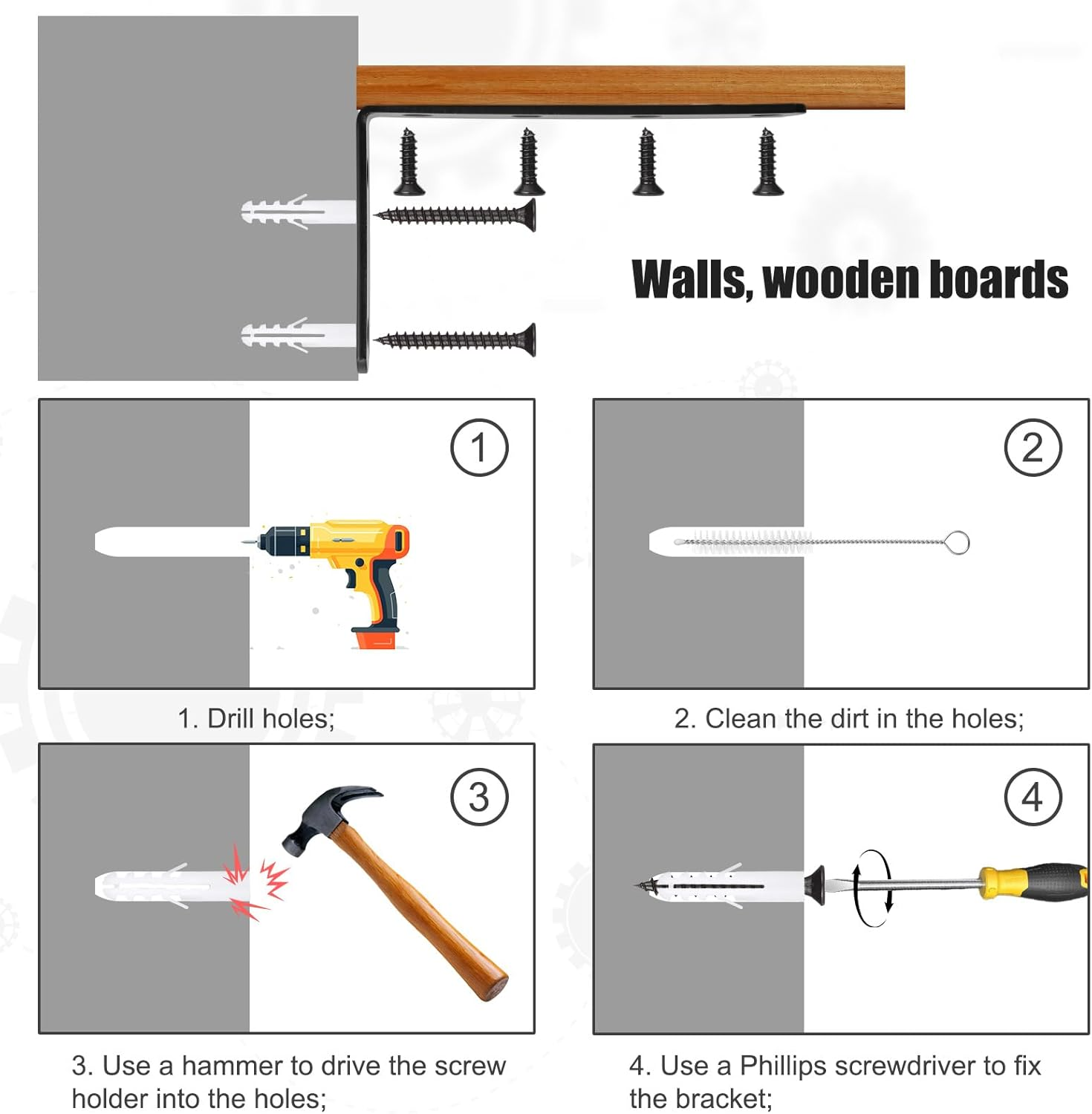 4Pcs Furniture Anchors for Baby Proofing, Metal Baby Furniture Anchor Bracket anti Tip Black Furniture Mounts Baby Proof L-Shaped Furniture Wall Anchor for Large Furniture image number 1