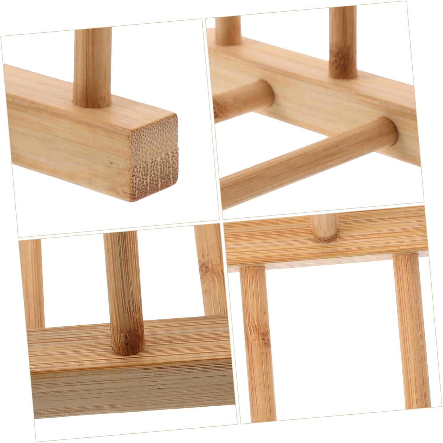 FELTECHELECTR 2Pcs Bamboo Draining Rack Storage Rack Mug Holder Stand Dish Drainer Home Organizer image number 6