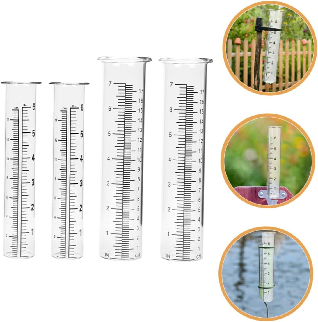 Balacoo 4Pcs Professional Glass Rain Gauge Tubes with Scale Replacement Cylinders for Outdoor Garden Read Measurement for Accurate Rainfall Tracking image number 2