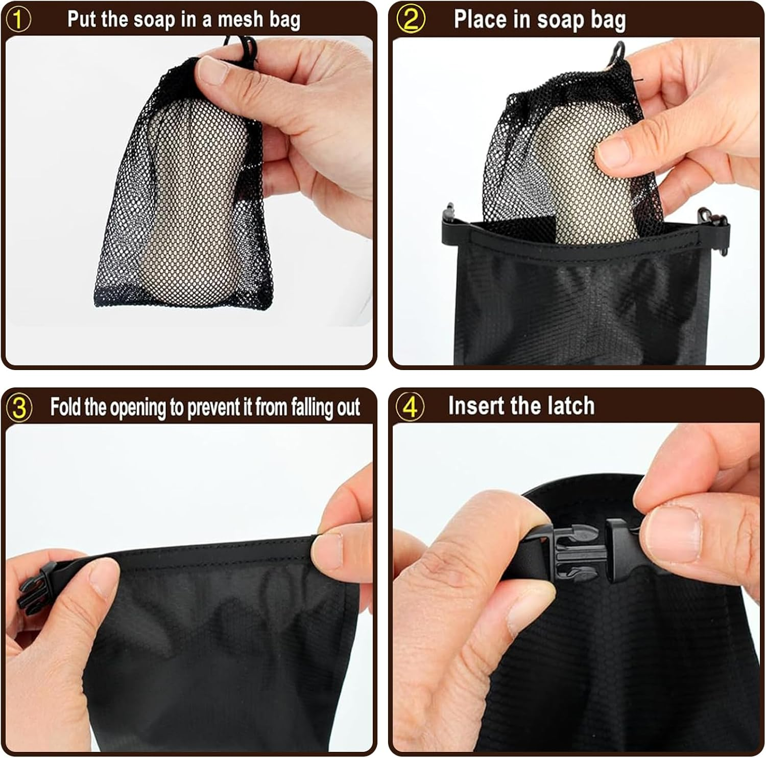 Travel Soap Bag, Quick Dry Bar Soap Pouch Travel Soap Container with Hanging Mesh Bag Waterproof Soap Bar Case, Quick Dry Soap Pouch Hanging Bathroom Mesh Caddy & Hook Travel Soap Container image number 3