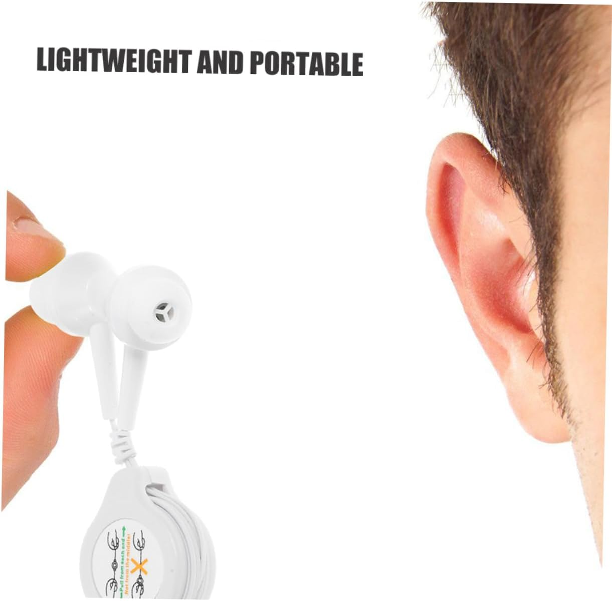 2Pcs Retractable In-Ear Earphones Lightweight Noise-Canceling Earbuds Portable Design for Travel Commuting and Exercise image number 1