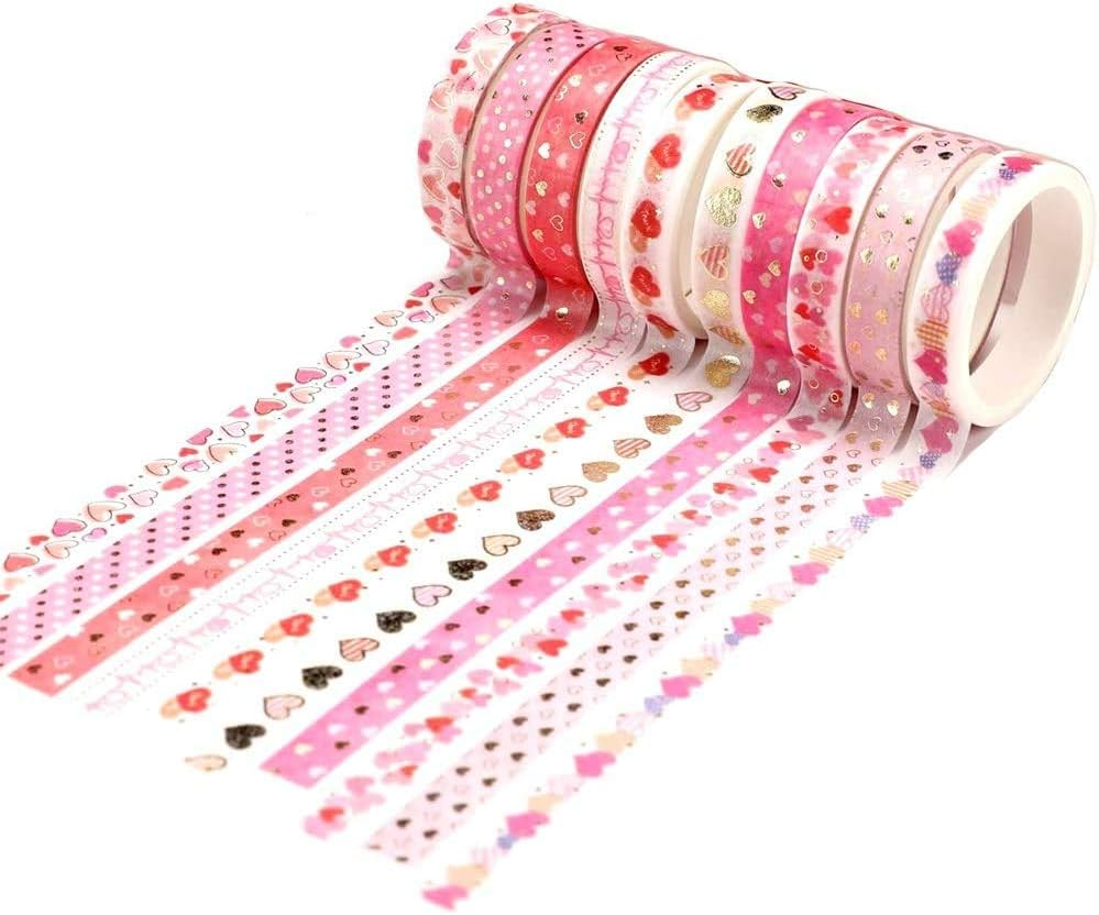 YUBX Skinny Gold Washi Tape Set Foil Decorative Tape for DIY Crafts, Bullet Journals, Planners, Scrapbooking, Wrapping (Flower Theme)