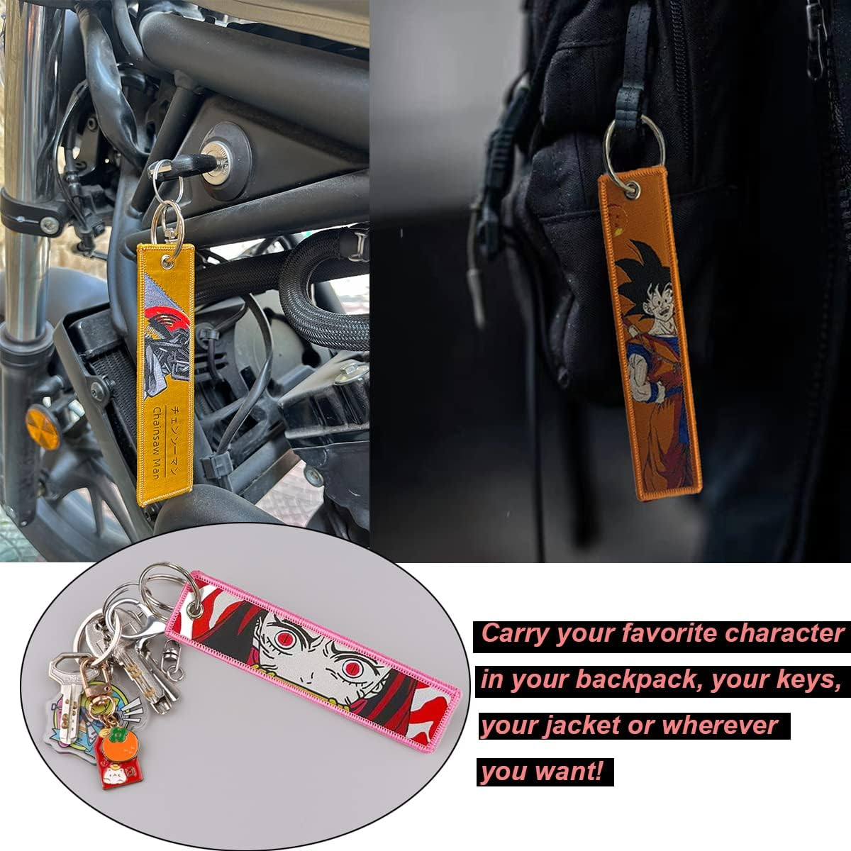 1 Pack Anime Jet Tag Keychain Tag Key Chain Embroidered - EDC for Motorcycles, Scooters,Atv,Car and Anime Gifts