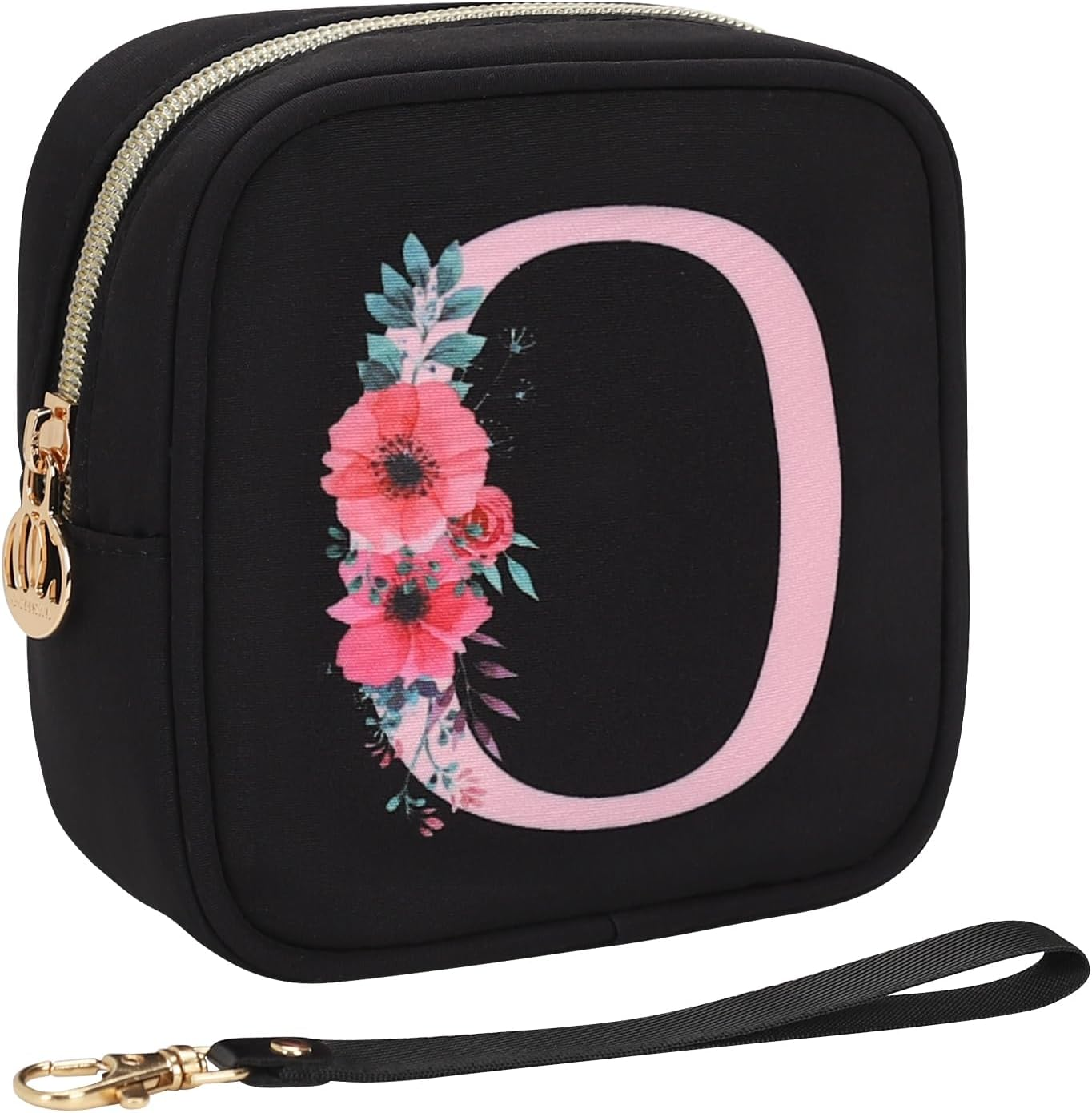 Relavel Initial Small Makeup Bag for Purse, Personalized Gifts for Women Girls Travel Cosmetic Pouch with Card Slot, Mini Lipstick Pouch with Removable Handle, Portable Skincare Bag for Daily, Black O - Black A image number 5