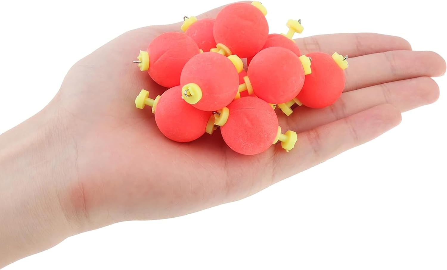 Fishing Bobbers, 15-Pack, B-Ball Shape Weighted Foam Snap-On Floats for Bluegill, Crappie, Bass, Trout, Enhanced Visibility image number 6