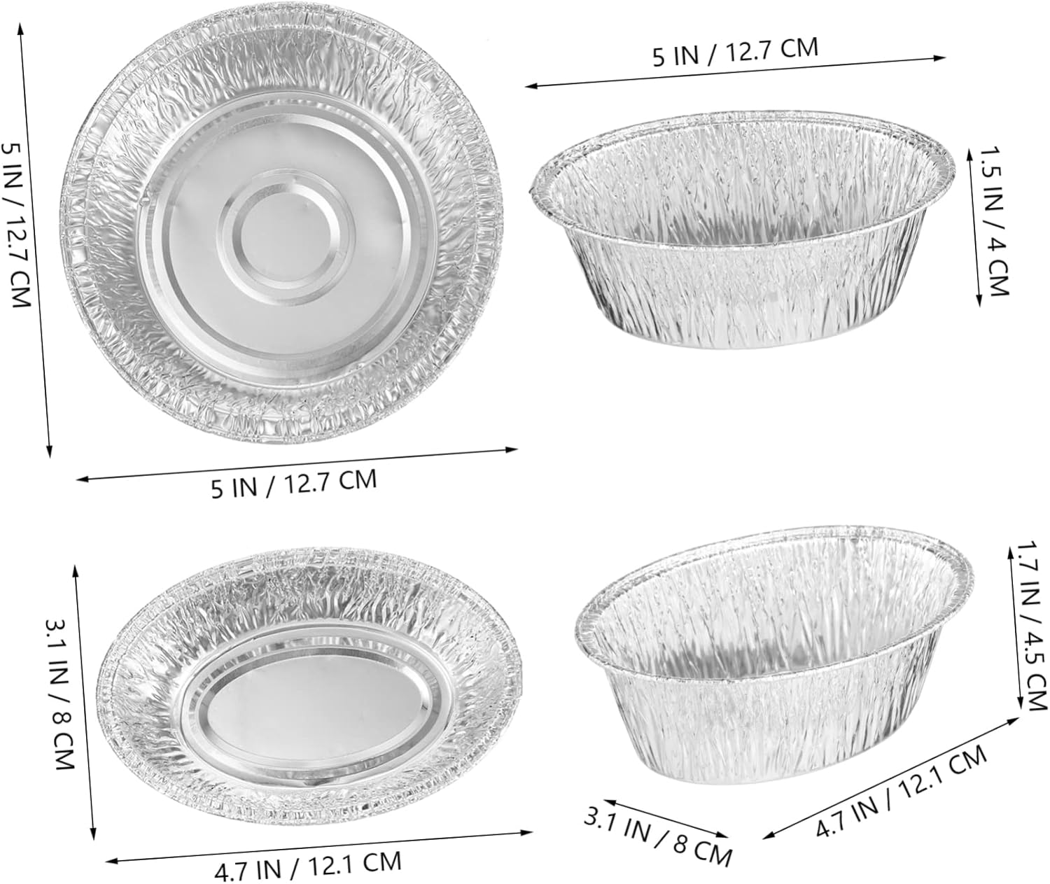 40Pcs Aluminum Foil Pie Pans - round and Oval Disposable Baking Dishes for Pies Tarts and Desserts - Ideal for Parties and Freezing image number 5