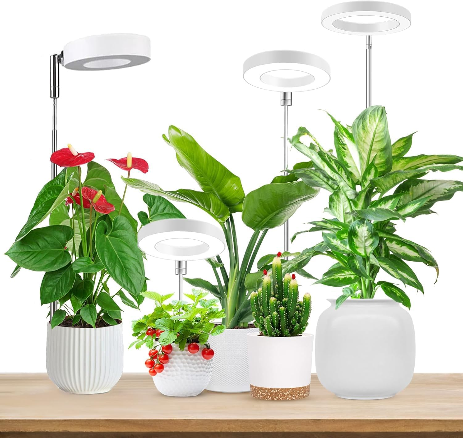 Vervex 4 Head Grow Light for Indoor Plants, 7.9" Full Spectrum LED Plant Grow Light, Height Adjustable Growing Lamp with Auto Timer 3H/9H/12H, 10 Dimmable Levels, Ideal for Indoor Large Tall Plants image number 3