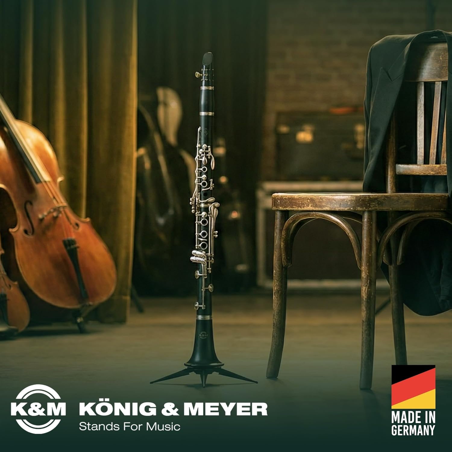 K&M - K&ouml;nig & Meyer 15228.000.55 Clarinet In-Bell Portable Stand - Lightweight with 5 Leg Folding Base - Fits a and B Clarinets - Stable Secure Base - Professional Grade - Made in Germany - Black image number 1