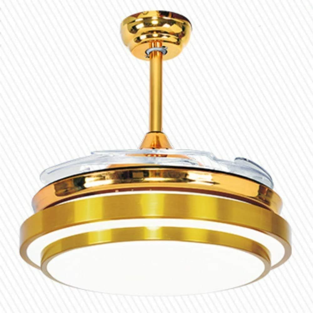 Lighting Groups Reversible Retractable 42 Inch Gold Ceiling Fan Chandelier with LED Light and Remote Control, 4 Clear ABS Blade, Livingroom Fandelier Indoor Ceiling Light Kits with Fans image number 1