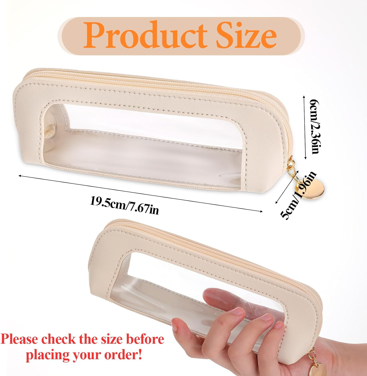 Mini Cosmetic Bag Transparent Beige Makeup Bag Storage Bag Small PU Mini Make up Bag Portable Cosmetic Bag Waterproof Cosmetic Bag Travel Organiser Women'S Make up Bag Small Beauty Bag, White - White image number 4