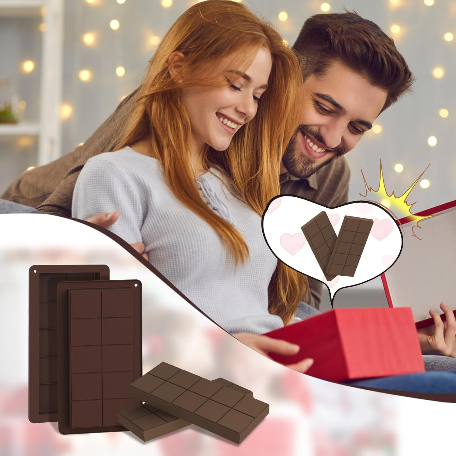 Bighan 3 Pack Large Silicone Chocolate Bar Molds, Food Grade Deep Cavity Baking Moulds with Scraper Kitchen Baking (25 X 14 X 2 Cm) image number 4