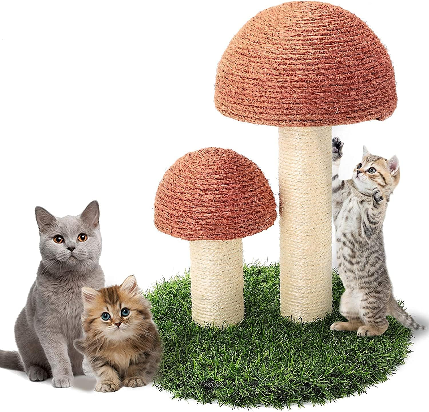 Cat Tree Tower, Mushroom Cat Scratching Post Kittens Furniture Climber Cat Activity Centres with Sisal Scratching Posts for Kittens Playing, Relaxing, Sleeping, Brown, OPPT01/159/2076 image number 5
