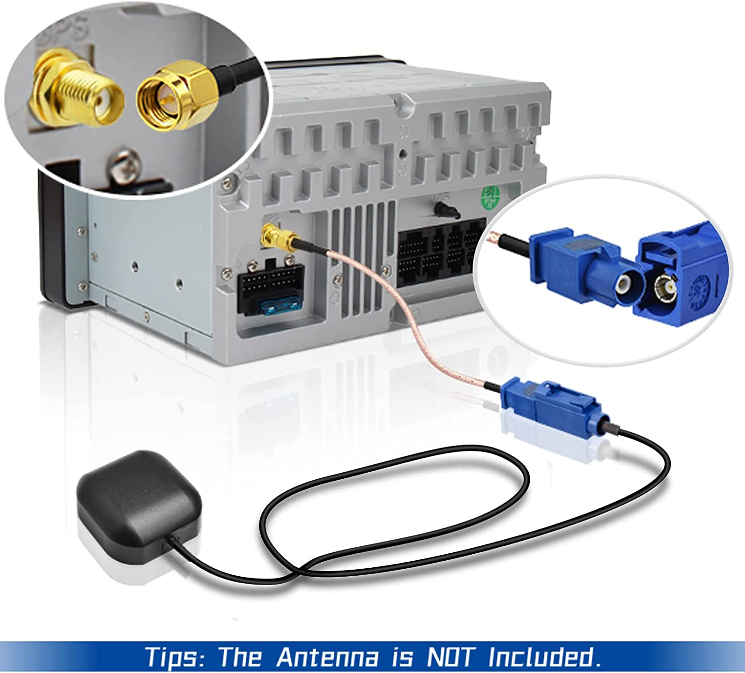 Bingfu Vehicle Car GPS Antenna Adapter Cable SMA Male to Fakra C Male Blue Coaxial Pigtail Cable 15Cm 6 Inch for Vehicle Truck SUV Car Stereo Head Unit GPS Navigation Receiver System GPS Tracker Modem image number 2