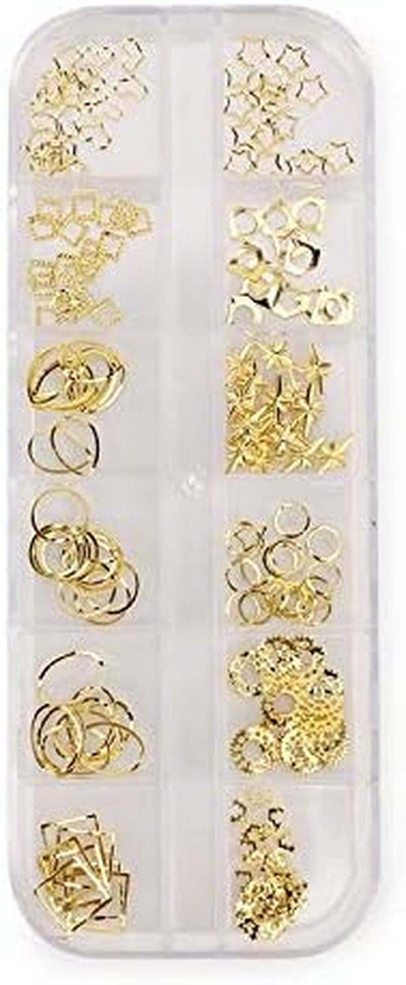 12 Grid Mixed Shape Metal Alloy Sheet Gears Shape Nail Art Decoration Hollow Accessories DIY Manicure Tools Zhengpingpai