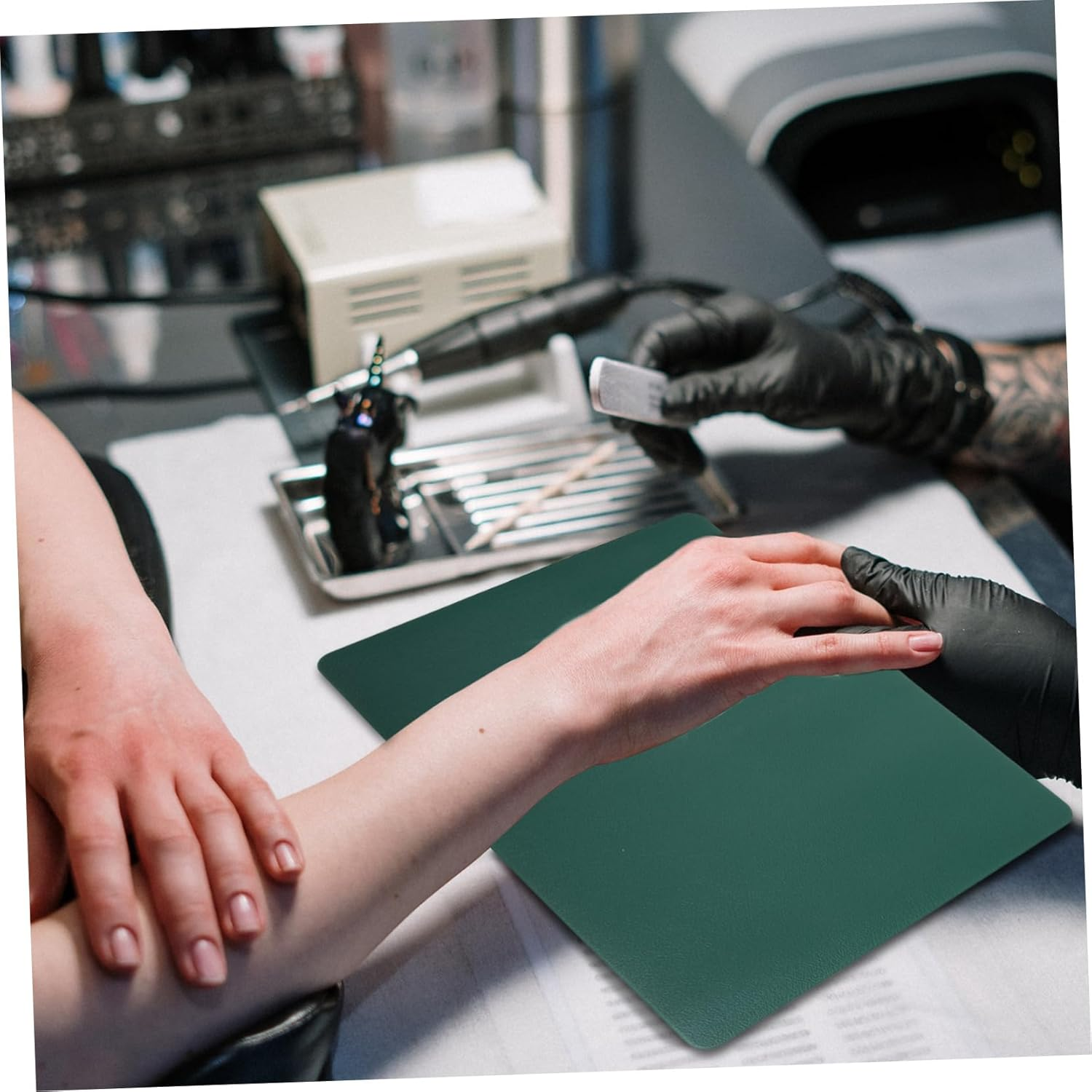 Healvian Dual-Sided Nail Art Mat for Manicure Waterproof and Stain-Resistant Hand Cushion Hand Rest Pad for Nail Shops and Home Use image number 6