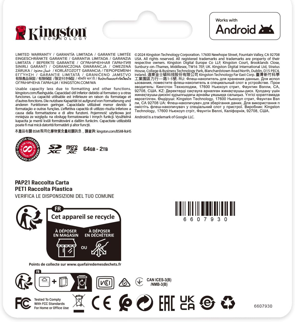Kingston Canvas Select plus Microsd Memory Card 64GB Microsdxc Gen3 100Mb/S A1 Card + Adapter - SDCS3/64GB