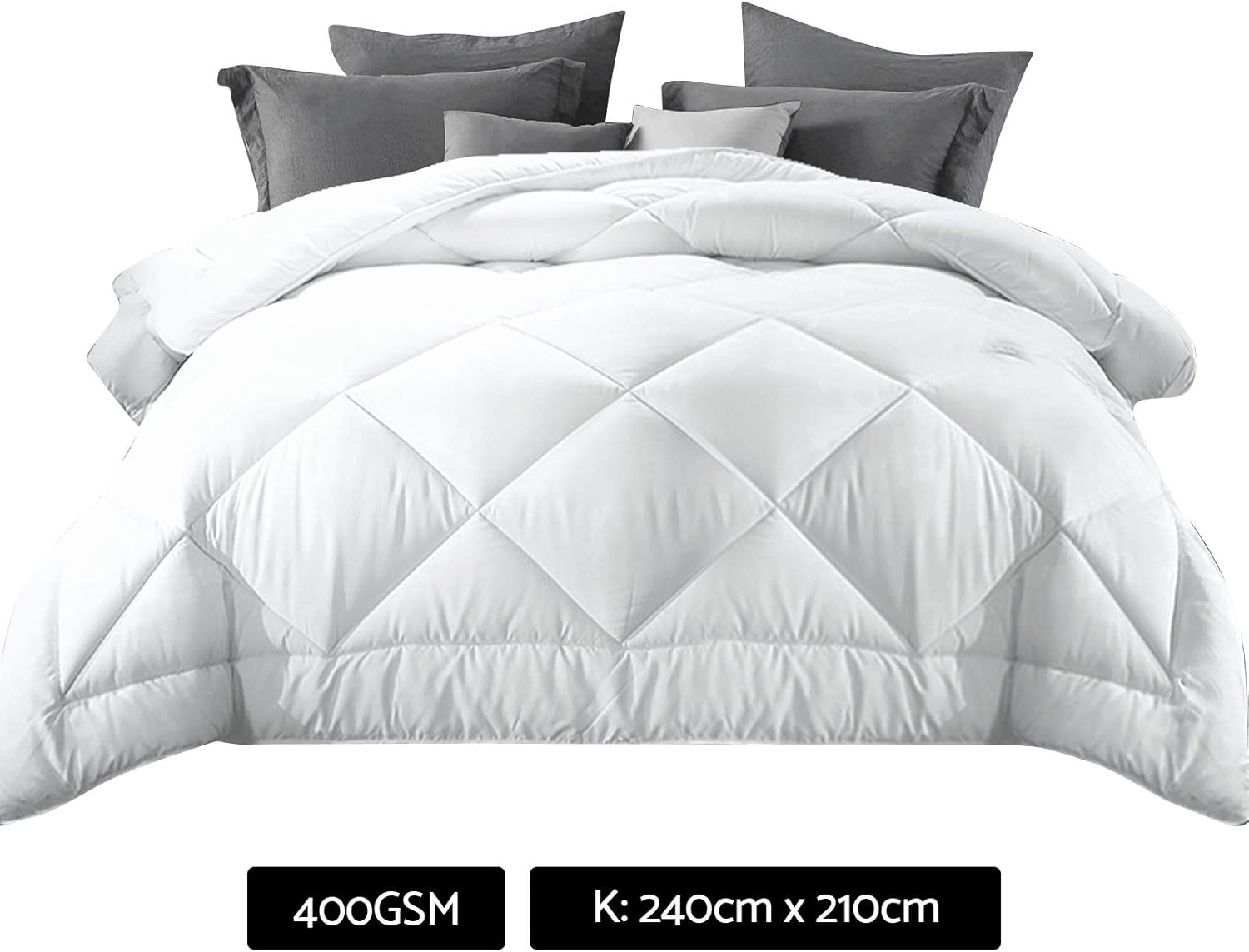 Giselle Bedding 400GSM Microfibre Bamboo King Quilt, Quilts Cover Winter Comforter Duvet Blanket for Home Bedroom Bed Travel, Highly Breathable Pure Soft White image number 6