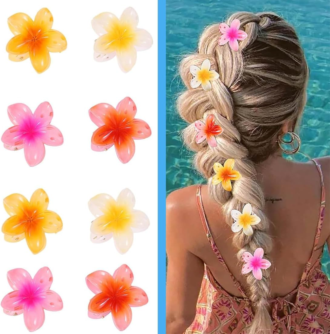IKOPFLN Pack of 12 Flower Hair Clips, 4 Cm Cute Acrylic Hair Clips, Small Hair Clips, Non-Slip Hair Jaw Clips for Women, Girls, Medium and Thin Hair Styling Accessories (Six Colours), A, A