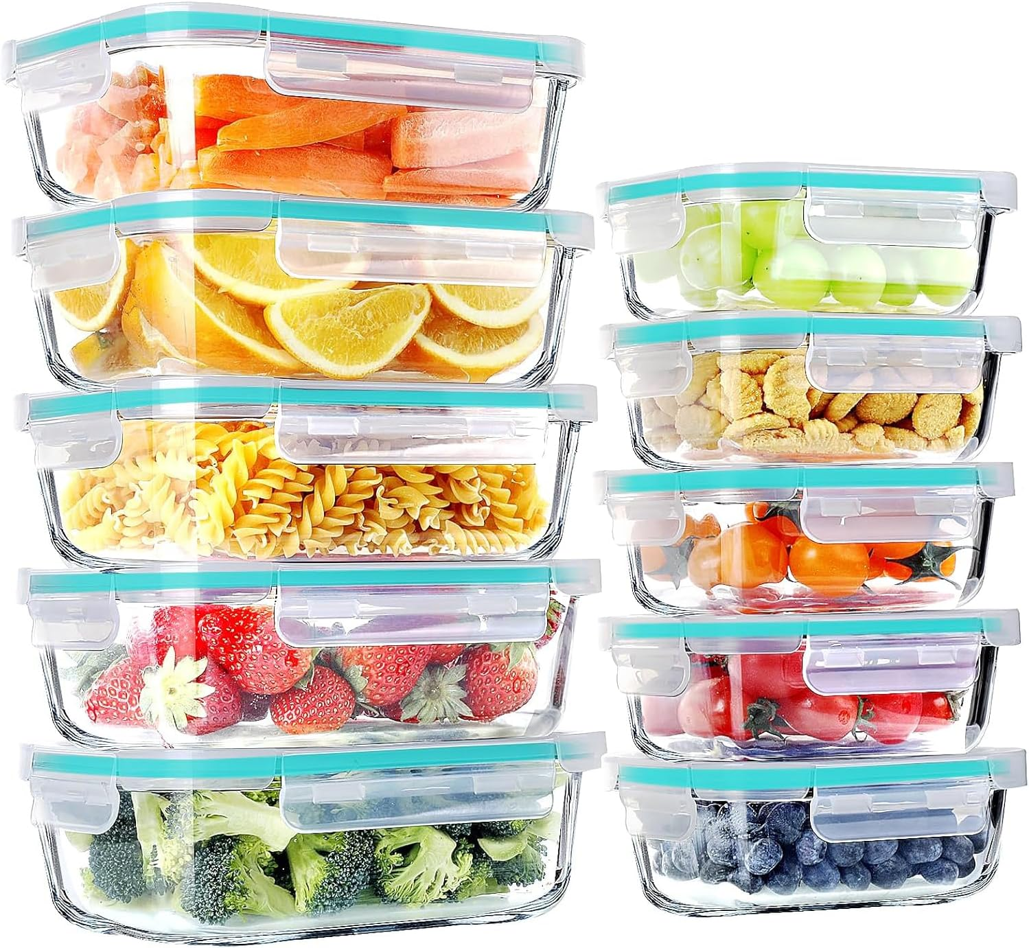 DULCE DOM 10 Pack Glass Containers with Airtight Lids (1040Ml/35Oz) Bpa-Free for Kitchen Storage & Organisation Meal Prep, Lunch Box Stackable Glass Containers for Kitchen Office & Camping image number 2