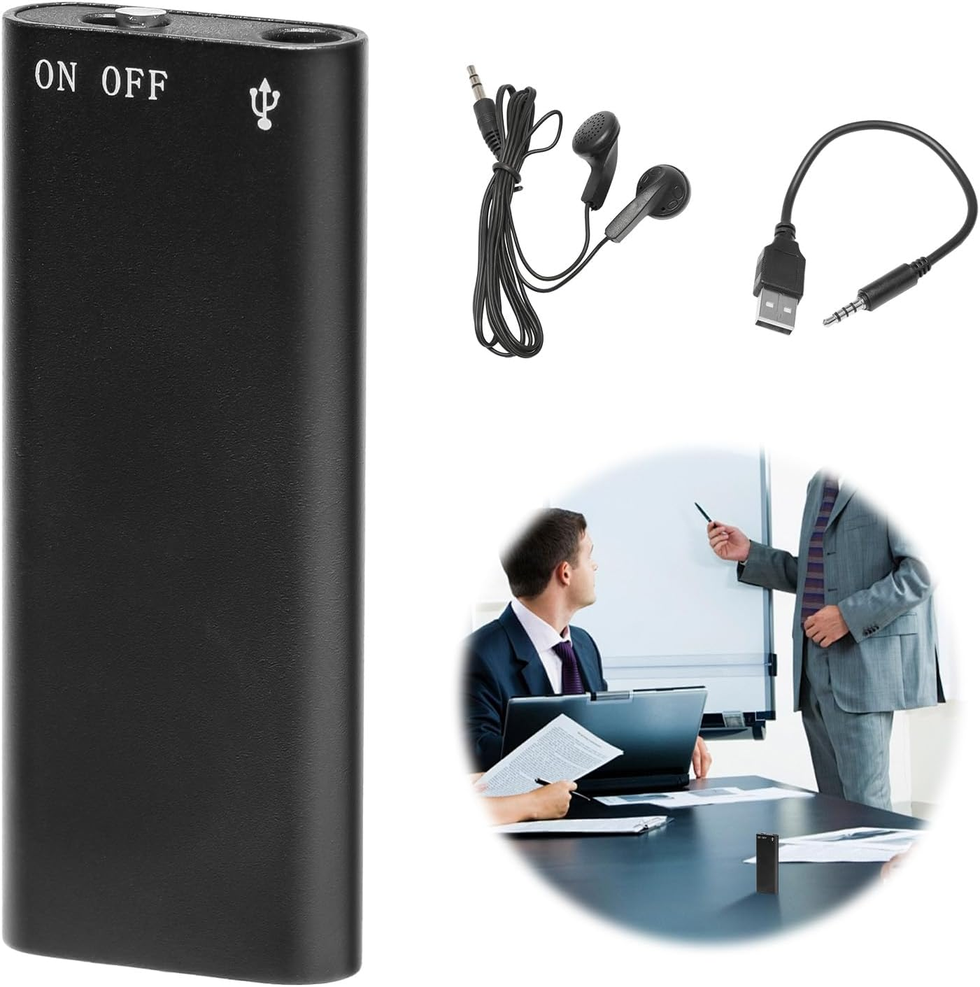 Mini Voice Recorder, Voice Recorder Spy Wireless - Listening Device Audio Sound Recording with Micro - USB Features for Equipment Wearable Audio Recording Headset 16G Black image number 3