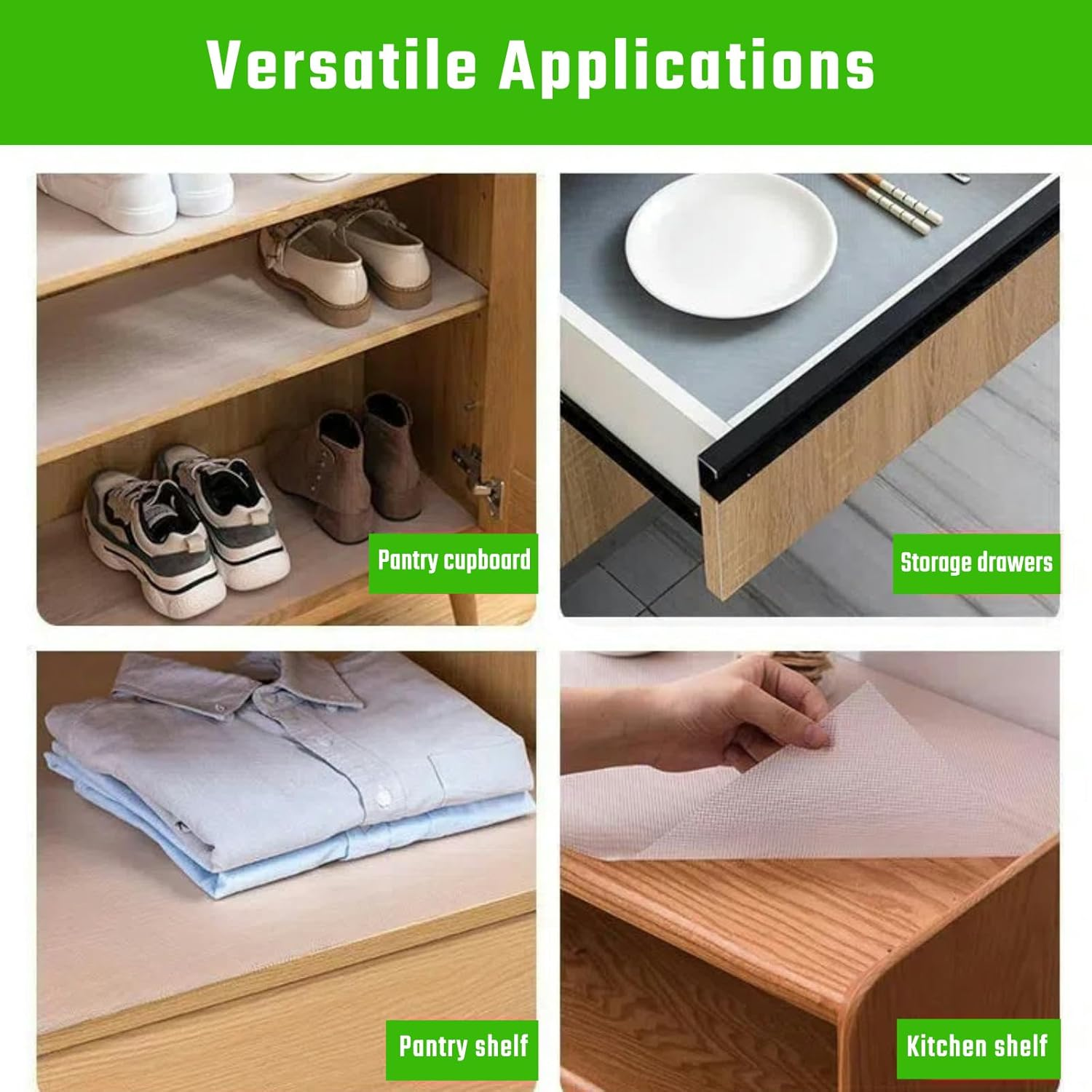 60Cm X 500Cm Shelf Liner, Non Adhesive Drawer Liner, Clear Cabinet Liner - Non-Slip Mat for Storage Drawers, Pantry, Cupboard, Kitchen Shelf, Pantry Shelf, Refrigerator, Easy Clean & Eco-Friendly image number 3