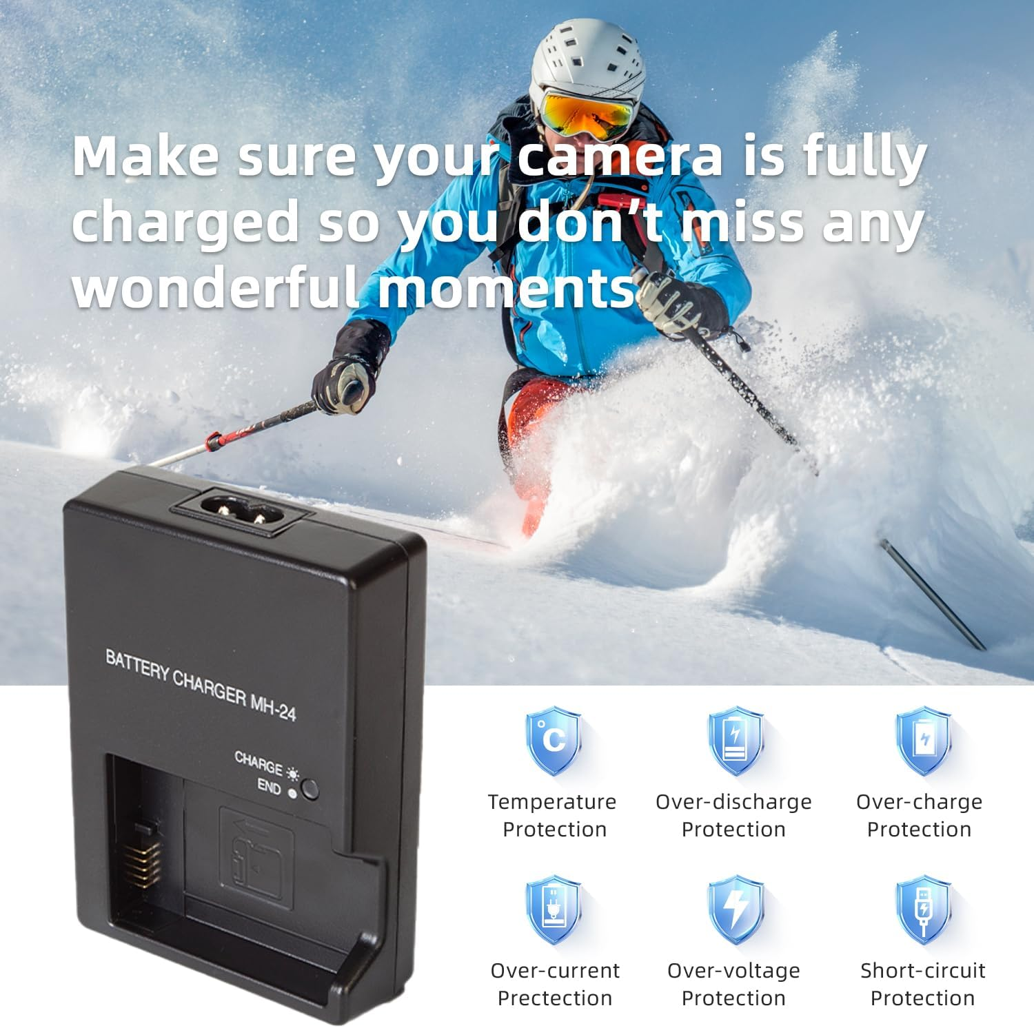 OCOIXINH MH-24 Battery Charger for EN-EL14 En-El14A Battery Compatible with Nikon D3100, D3200, D3300, D3500, D3400, D5100, D5600, D5200, D5300, D5500, Coolpix P7000, P7100, P7200, P7700, P7800 image number 5