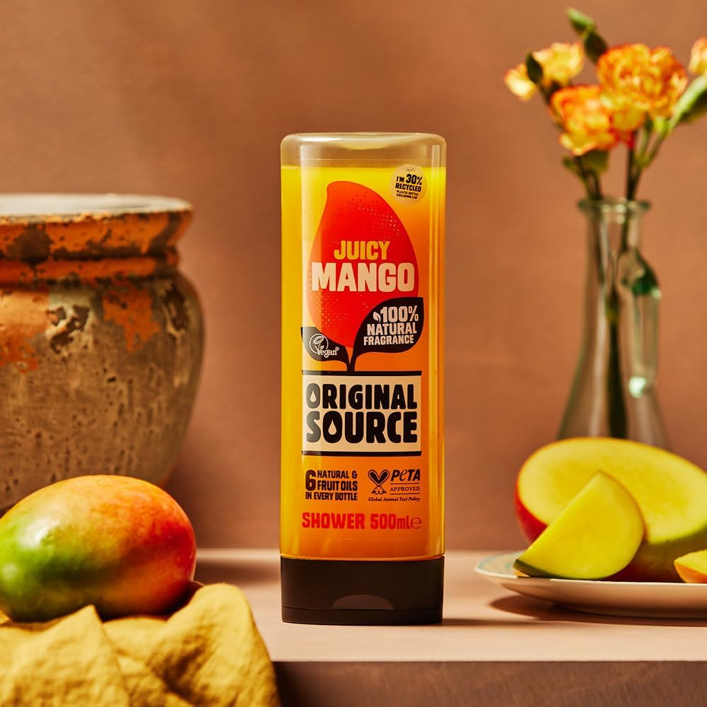 Original Source Mango Shower Gel, 100 Percent Natural Fragrance, Vegan, Cruelty Free, Paraben Free, Bulk Buy, Pack of 6 X 500 Ml image number 6