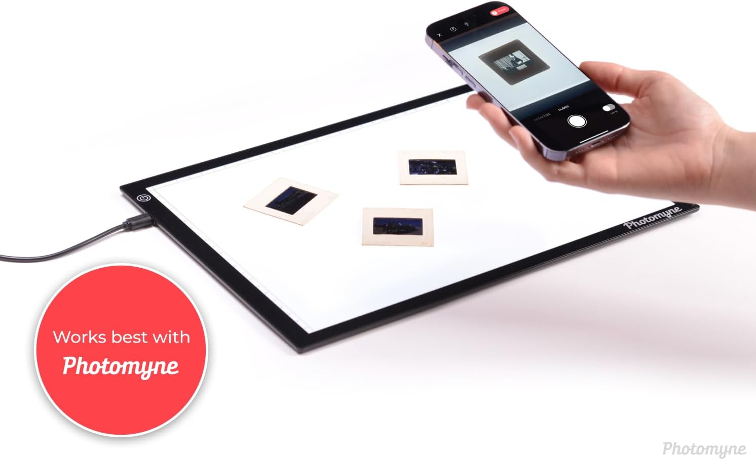 Photomyne Ultra-Thin 14X9.25 Inches/35.7X23.5 Cm USB Powered Light Pad for Supporting Photo Slide and Film Negative Scanning Including a USB Adapter - Black image number 1