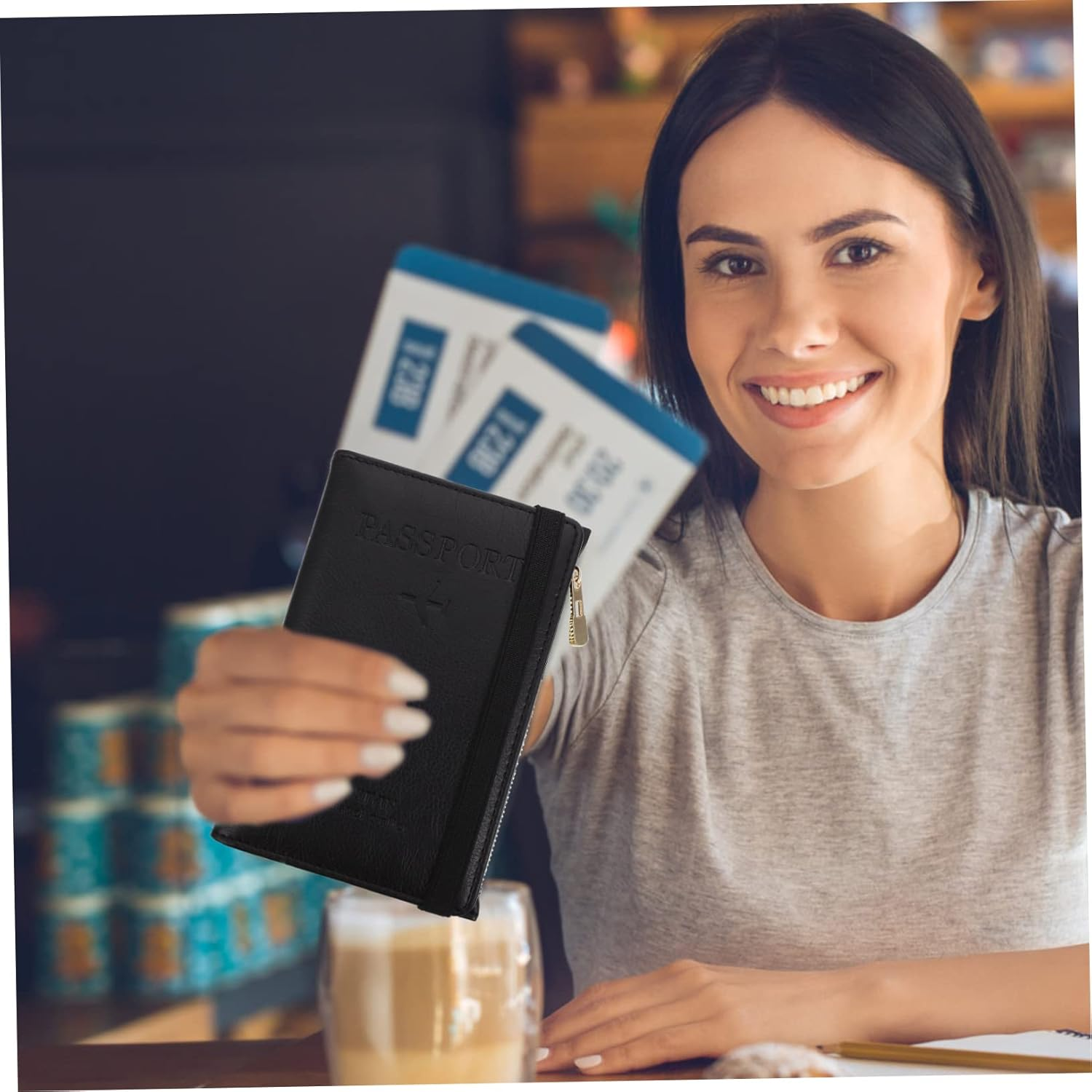 VALICLUD Passport Bag RFID Cards Protector Passport Holder Cards Cover Travel Wallet Holder for Airport Trip - Dark Grey image number 3