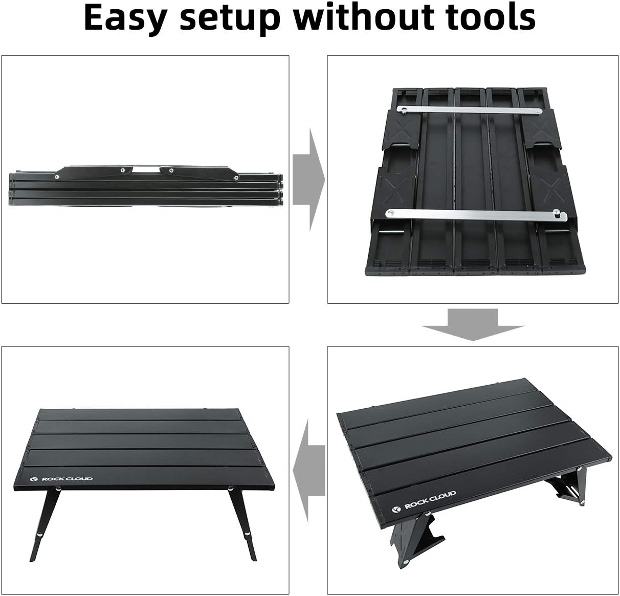 Rock Cloud Camping Table Folding Beach Table Aluminum Portable Height Adjustable Camping Table Ultralight Lightweight Roll up Camp Table with Hinges Picnic，Hiking，Fishing，Beach Camping image number 6