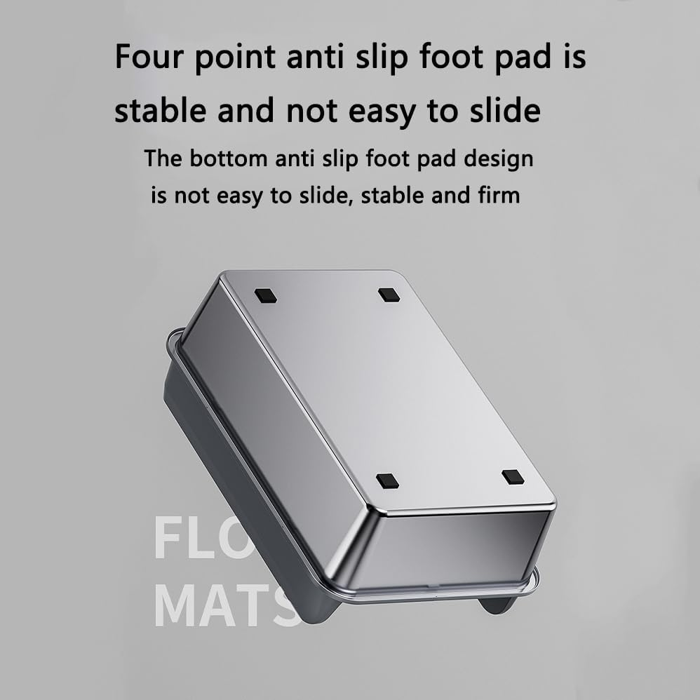 Stainless Steel Cat Litter Box, Kitty Litter Pan Splashproof Top Entry Cat Sandbox Cat Bedpan for Small and Large Cats Low Entry Semi Enclosed, Easy to Clean, Rust-Resistant, and Durable