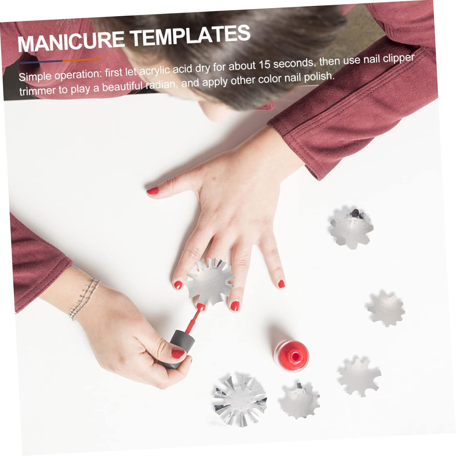 PACKOVE 6Pcs Stainless Steel French Nail Trimmer Stencil Templates DIY Nail Tip Cutter for Professional Manicure and Pedicure Use at Home Salon