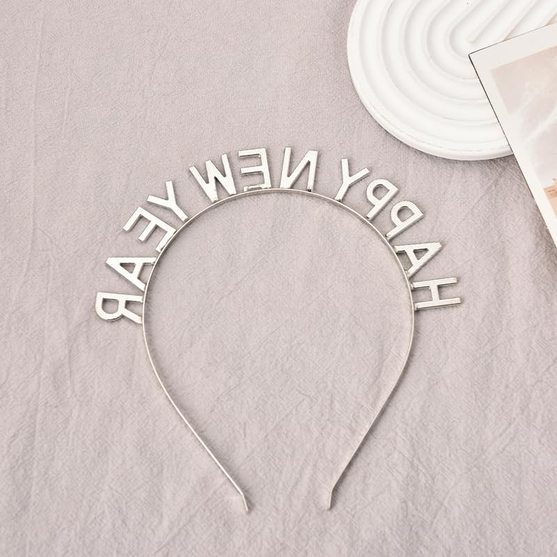 New Years Headband for Women Happy New Year Decorations 2024 Silver Rhinestone Headpiece for Girls New Year'S Eve Party Hats Holiday Headbands for Toddler Girl Hair Accessories for Womens Hair Band