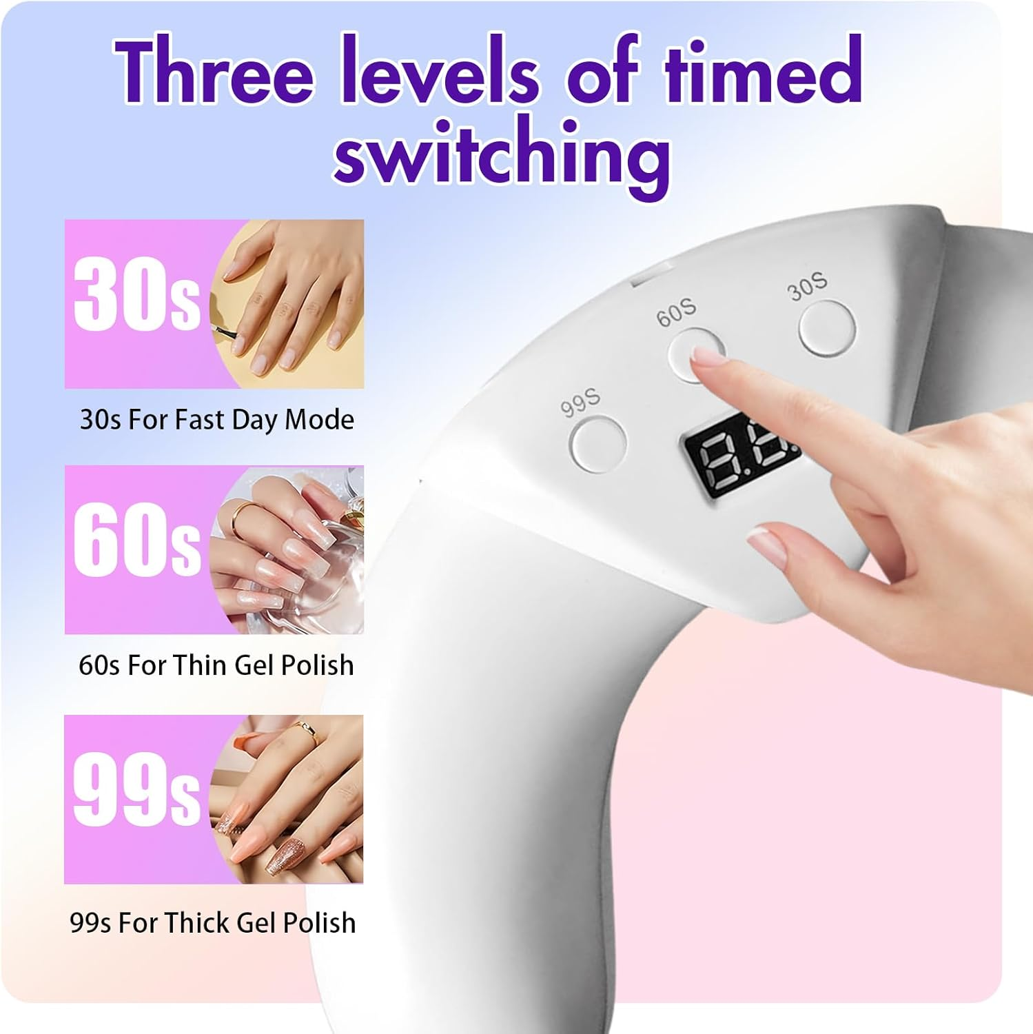 UV Nail Lamp 45W Nail Fungus Laser Treatment LED Light Device, Toenail Fungus Treatments, Effectively Addressing Weak and Damaged, Nail Repair Solution for Damaged and Discolored Nails image number 4