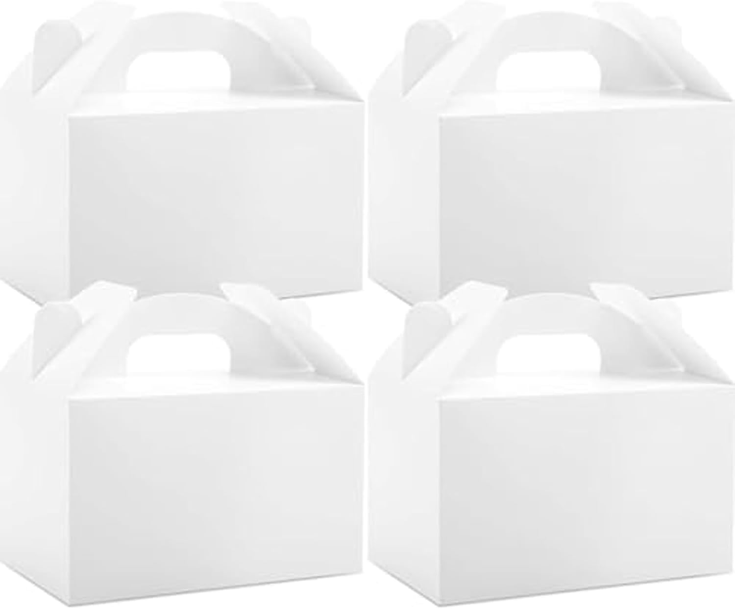 Party Favor Boxes, 50 Pack, 6 X 3.5 X 3.5 Inches Small Treat Boxes, Gable Boxes with Handles, White Treat Boxes, Goodie Boxes for Birthday Party, Wedding, Baby Shower image number 2
