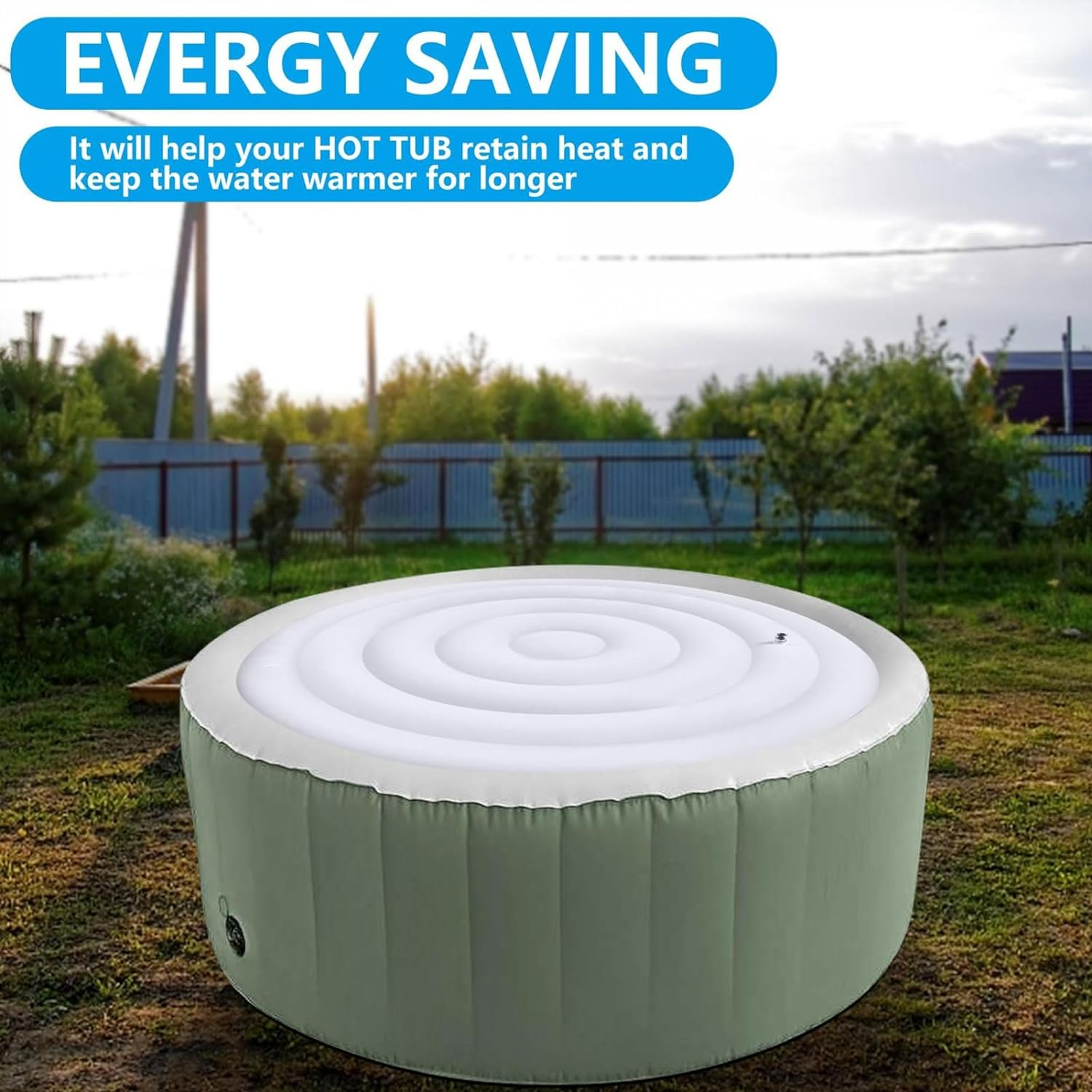 Inflatable Spa Cover, 4.5Ft Inflatable Hot Tub Cover PVC Round, Universal Rapid Inflation Insulated Hot Tub Lid, round Insulated Hot Tub Lid Dust Proof Thermal Insulation for Hot Tub image number 3