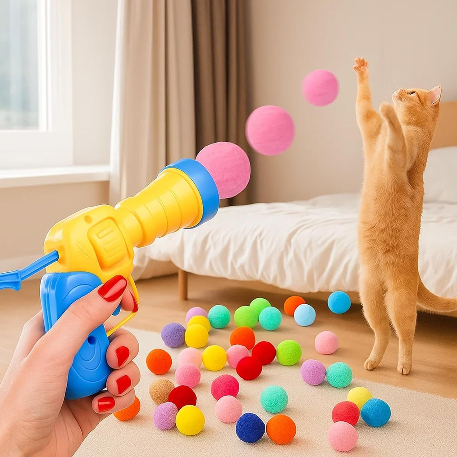 30 Pcs Balls Cat Toys, Interactive Cat Toy, Launcher for Indoor Cats, Fun Fetch Toy for Playtime and Bonding with Your Feline Friend image number 3