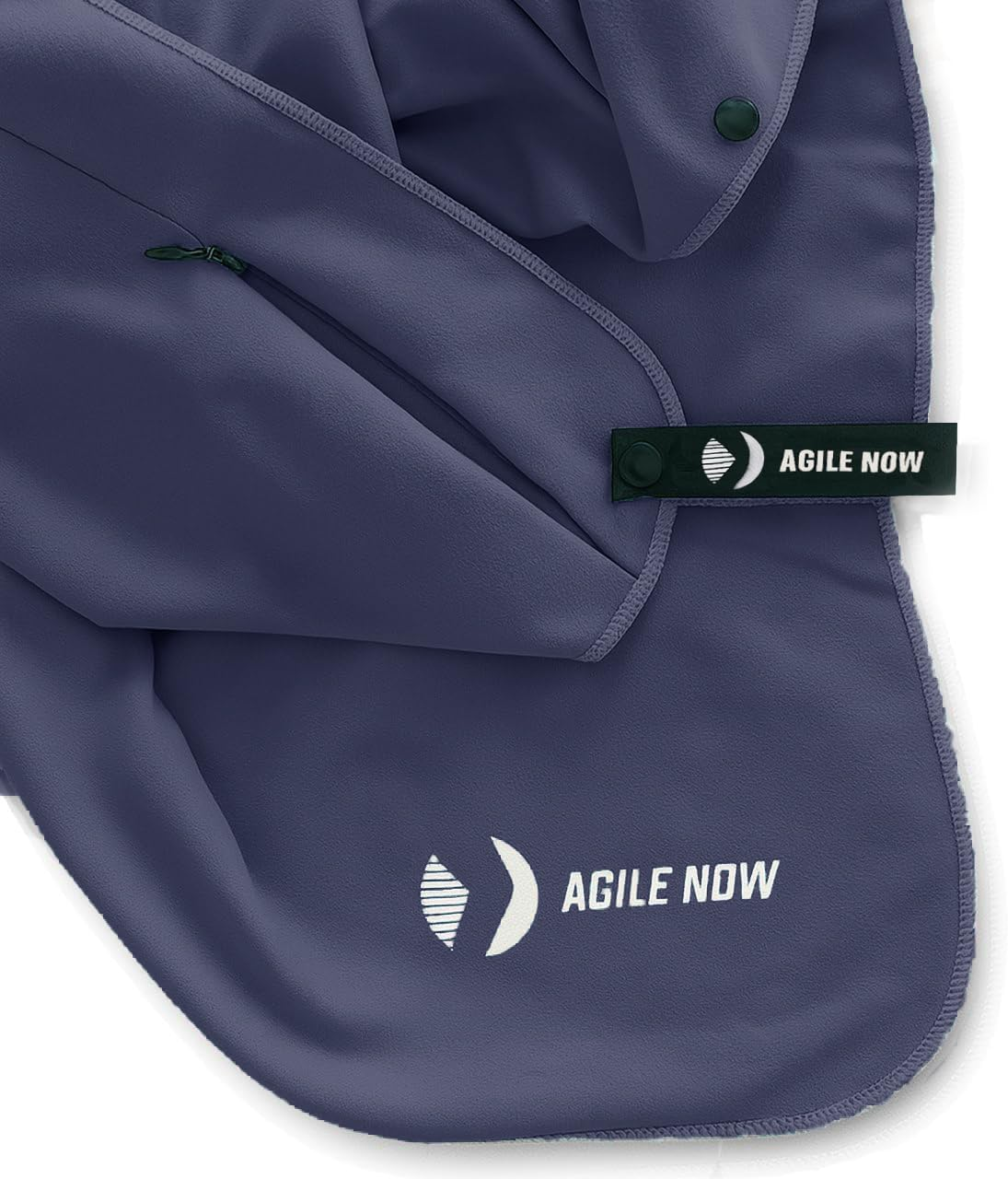 Agile Now Fitness Towel - Multifunctional Microfibre Gym Towel with Hood, Magnetic Clip and Zip Pockets, Sports Towel Gym, Gym Accessories, Grey
