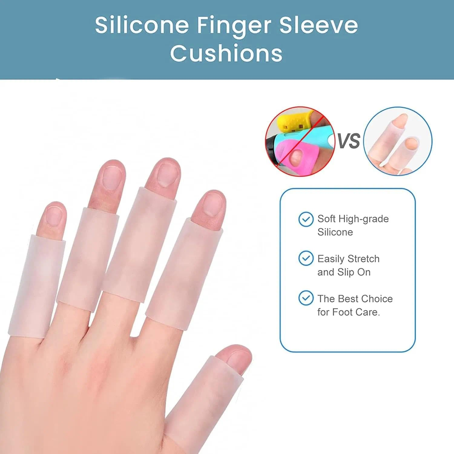 20 PCS Gel Finger Sleeve Protectors, Silicone Compression Finger Sleeves for Pain Relief, Flexible Washable Finger Protector for Blisters Calluses Cracked Skin &ndash; Reusable Adjustable Finger Support (Ermaoo) image number 5