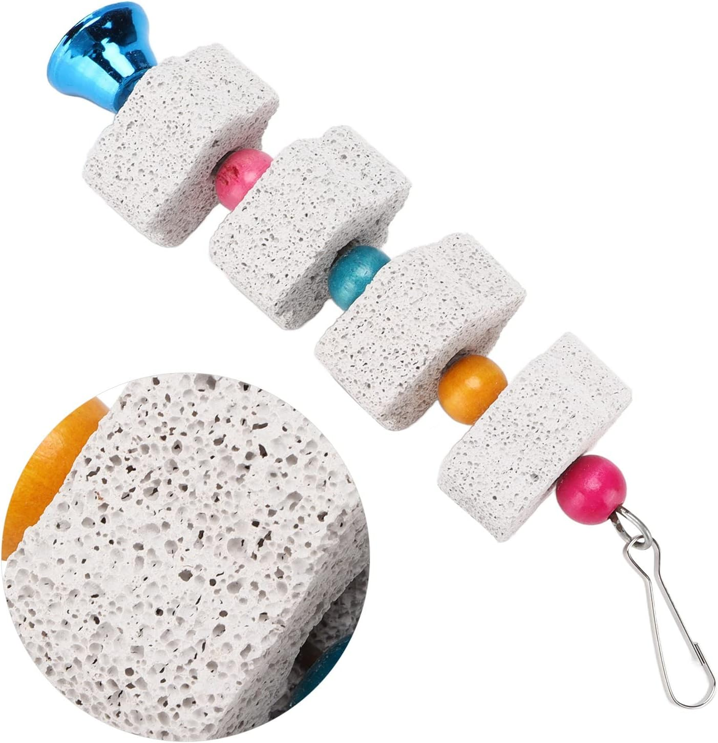 AKLOSIPY Bird Chewing Toys for Small Birds, Hamsters - S Beak Grinding with F Bell & Mineral Block, Ideal for Cockatiels, Budgies, Parakeets image number 4