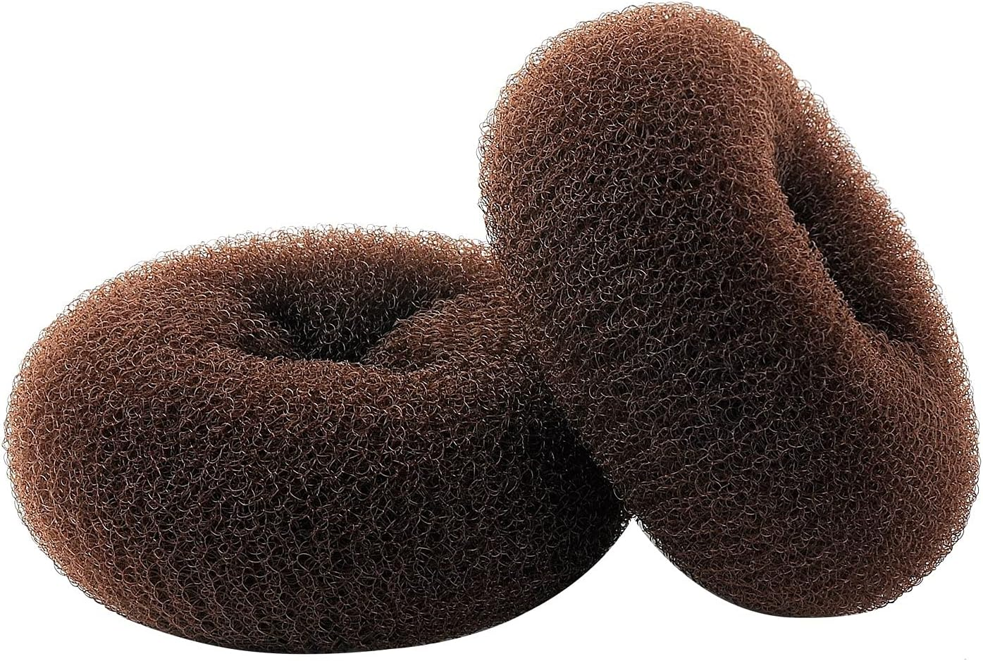 Clothobeauty 2 Pieces Extra Large Size Hair Bun Donut Maker, Ring Style Bun, Women Chignon Donut Buns Doughnut Shaper Hair Bun Maker (4.3 In. for Thick and Long Hair) (Brown)