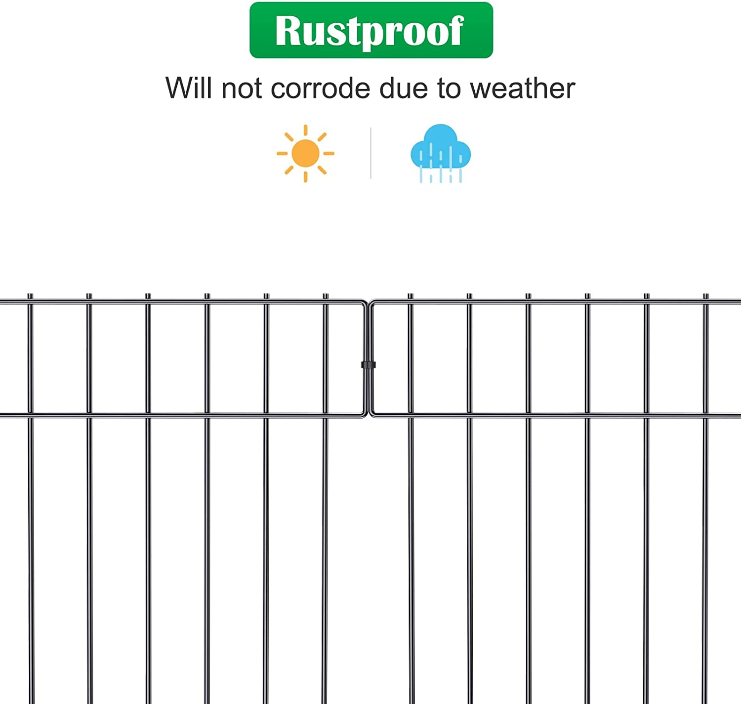 Decorative Garden Fence 2 Pack, Total 26In (L) X 17In (H) No Dig Rustproof Metal Wire Fencing Border Animal Barrier, Flower Edging for Landscape Patio Yard Outdoor Decor, Square image number 4