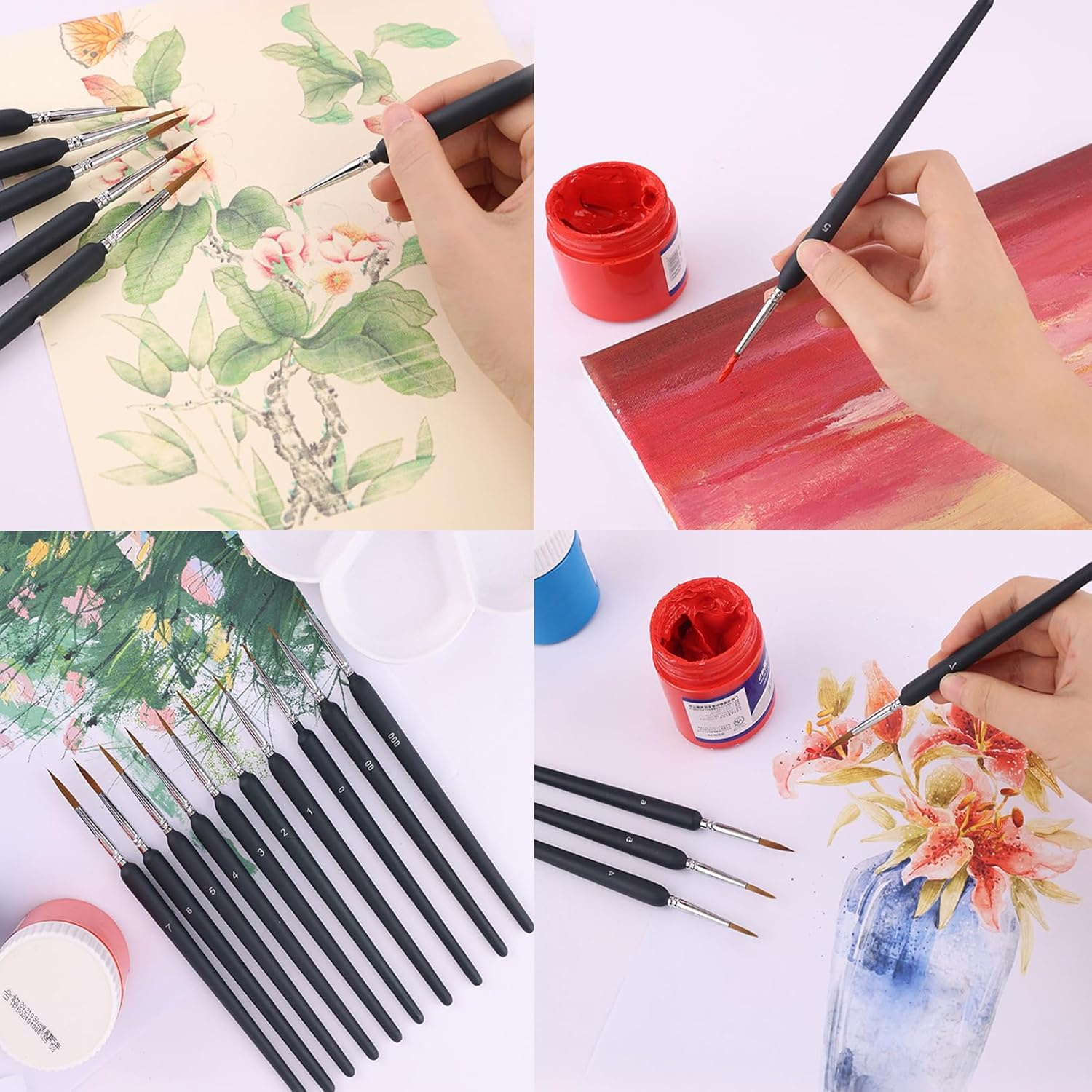 10 Pieces Fine Detail Paint Brush Miniature Small Thin Painting Brushes Kit Micro Artist Acrylic Paints Brush Set image number 3