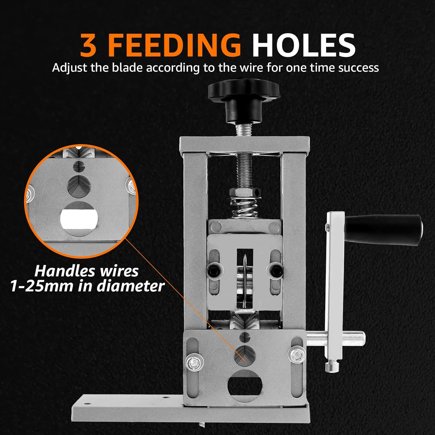 Hnvdkln Wire Stripper Machine, Manual Scrap Wire Stripper, Aluminum Alloy Wire Peeler Machine, Hand Crank Cable Stripper, Multifunctional Cable Stripper Machine, Wire Stripping Tool for 1-25Mm