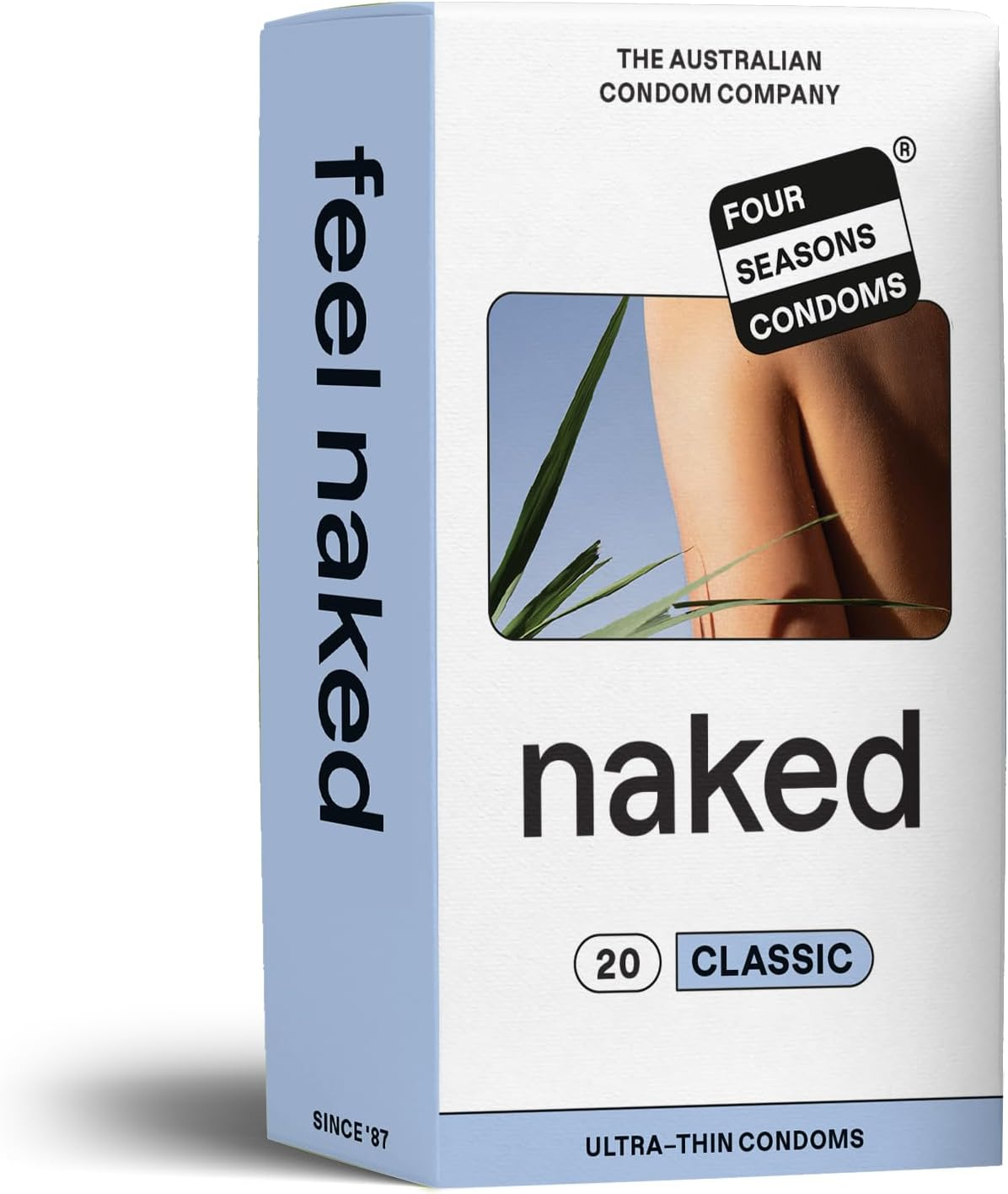 Four Seasons Naked Classic Fit Condoms (Pack of 20) &ndash; Ultra-Thin, Lubricated, 54Mm Nominal Width, Premium Latex