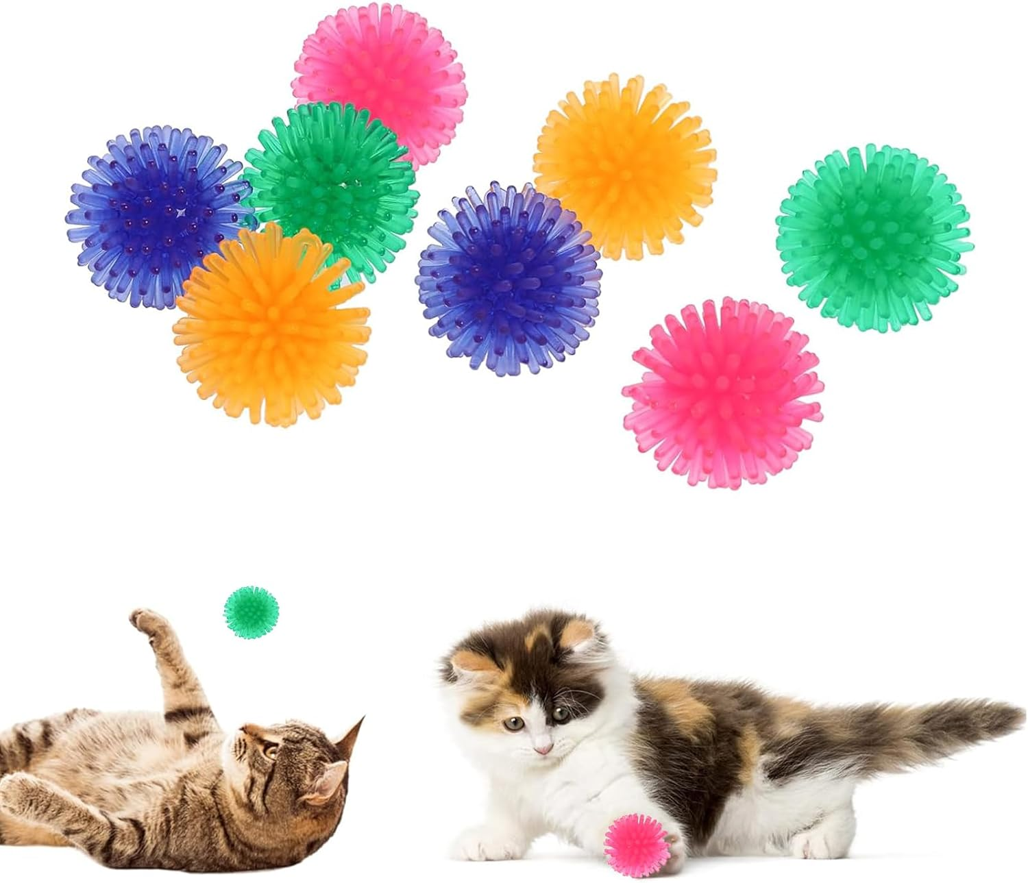 DHWEKU Cat Toy Balls, 8 Pieces 2 Cm Chew Balls, Colourful Cat Balls, Soft Stitch Balls, Interactive Cat Toy, Kitten Hunting Toy for Cats and Kittens Indoor image number 3