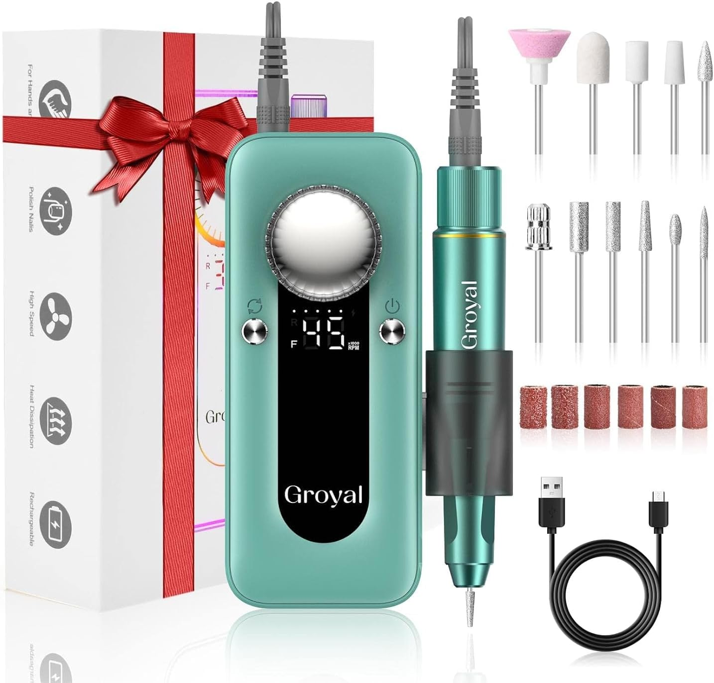 Electric Nail Drill Professional, 45000RPM Cordless Electric Nail File for Acrylic Gel Nails, Professional Nail Drill Manicure Pedicure Polishing Shape Tools for Home Salon image number 3