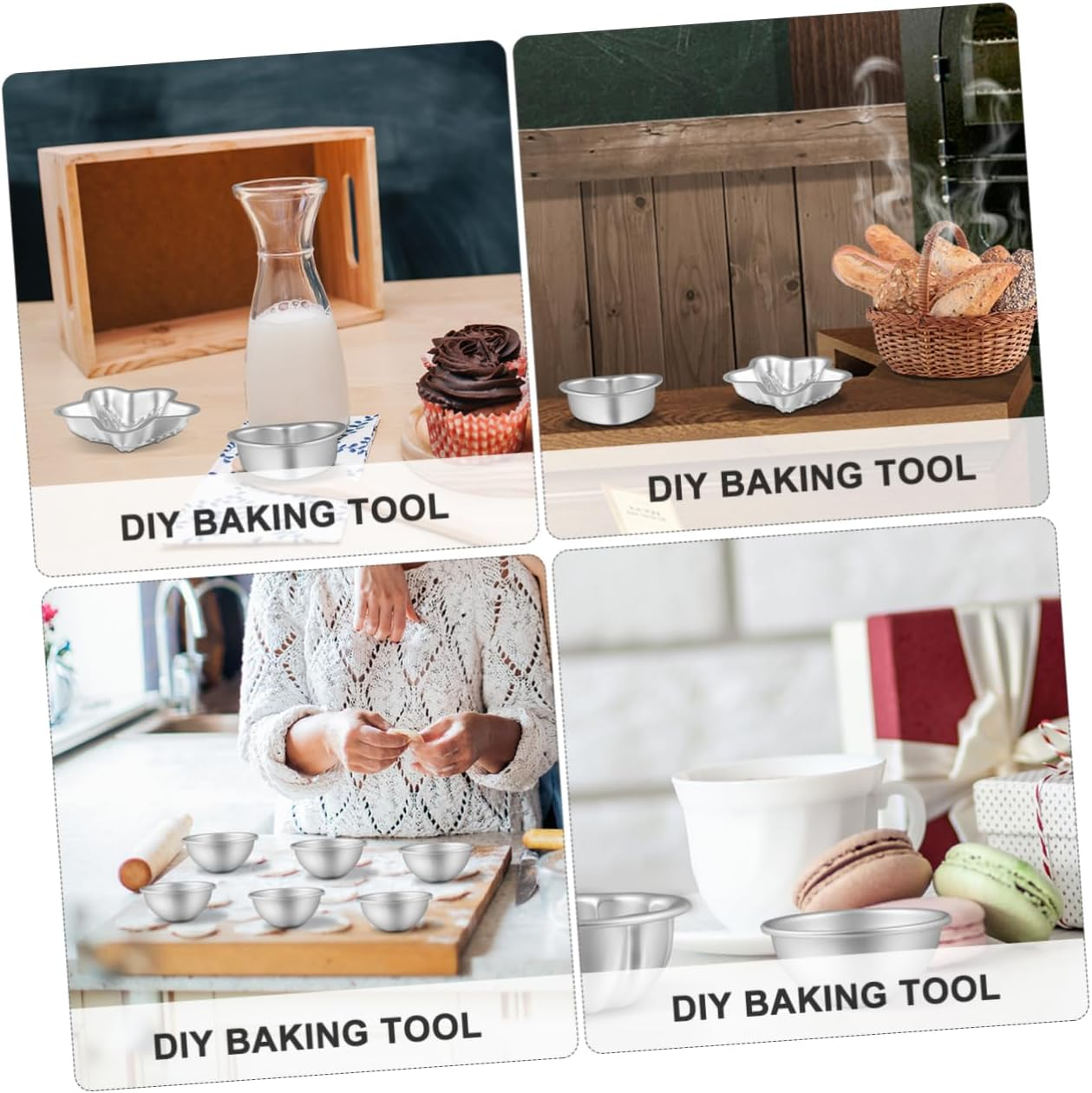 4Set Aluminum Alloy Bath Bomb Mold Bath Salt Bomb Molds for DIY Baking Cupcake for Boys and Girls Adults image number 5